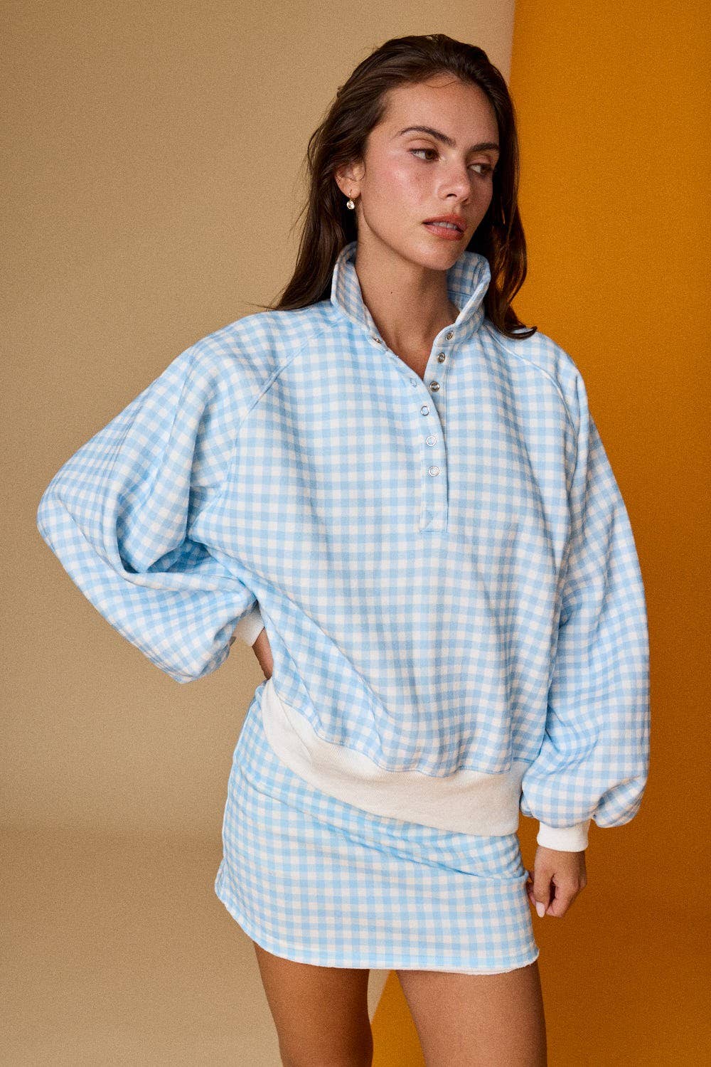 Checked In (Blue) Gingham Check Pullover