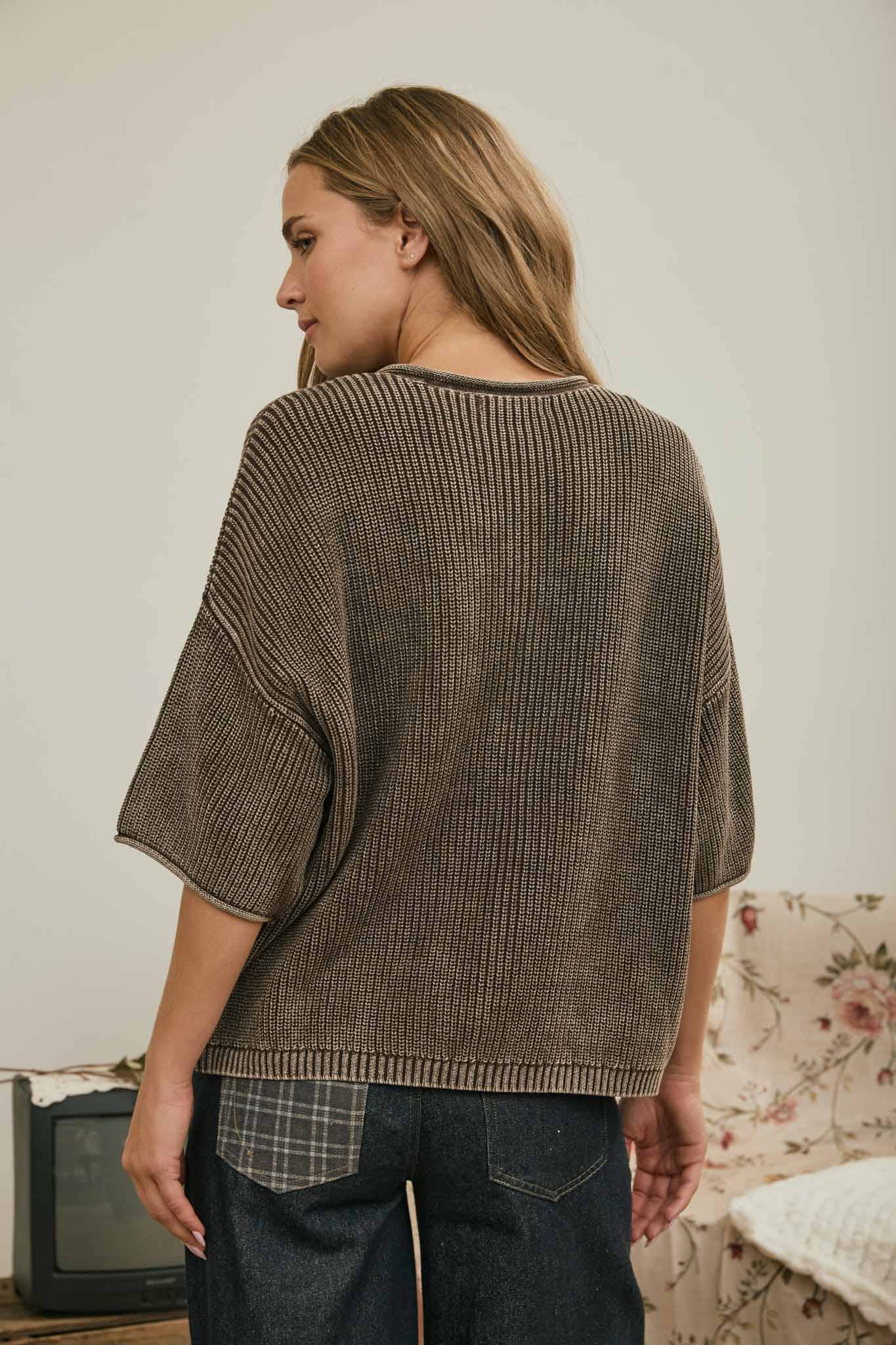 Good Habit (Brown) Wash SS Cardigan