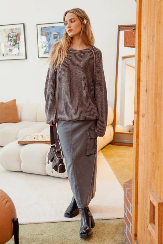 Stay Awhile (Plum) Soft Washed Sweater