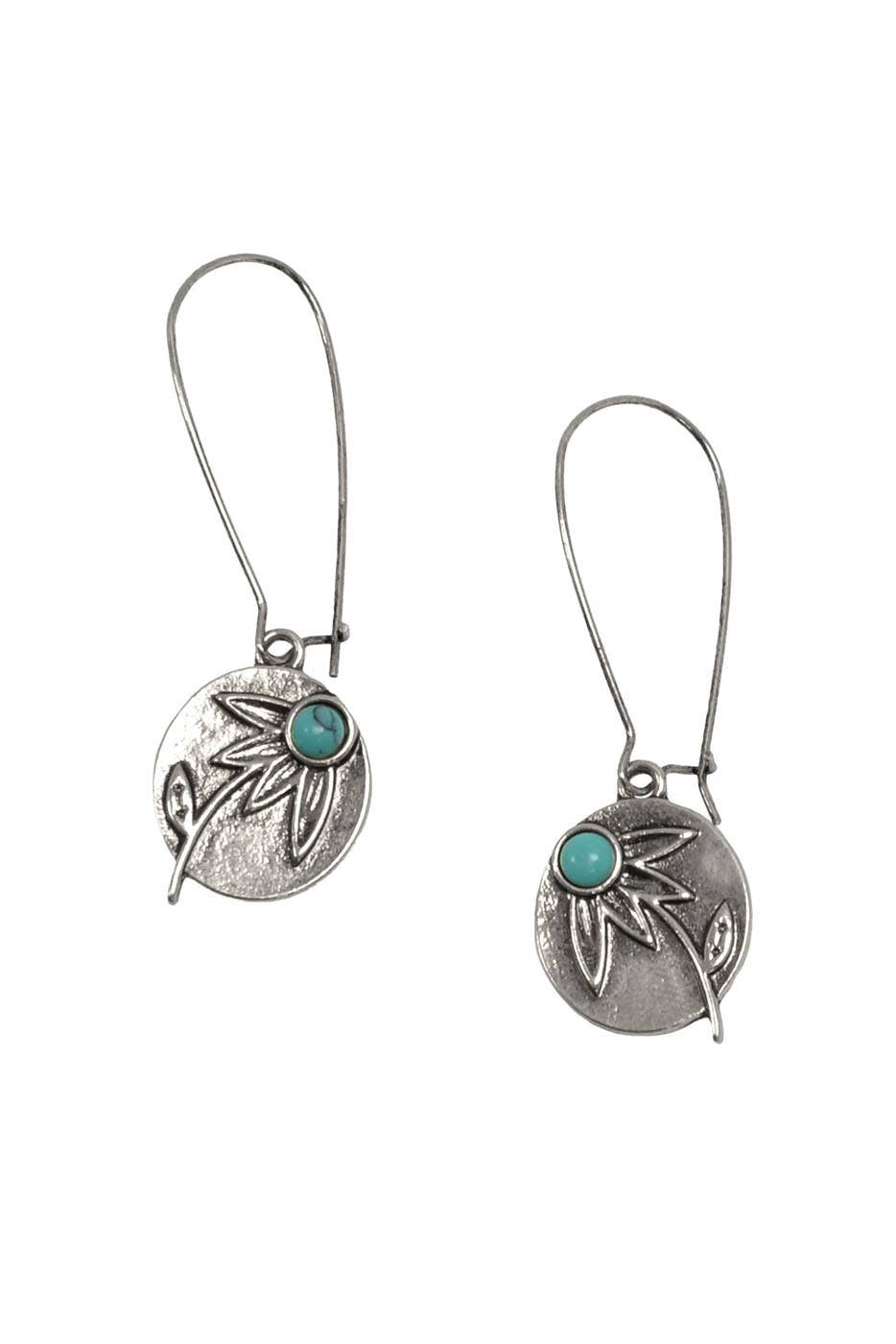 Silver & Turq Daisy Pendant Hoop
