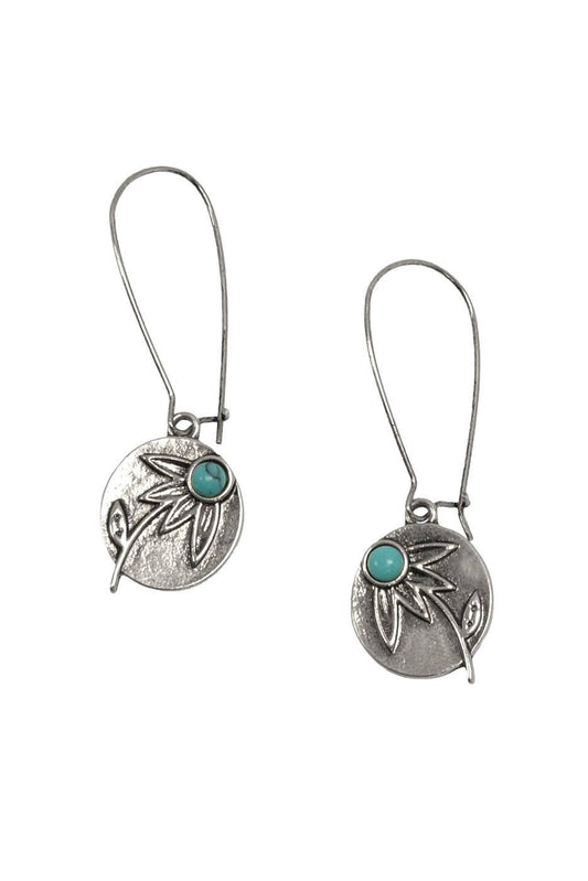 Silver & Turq Daisy Pendant Hoop
