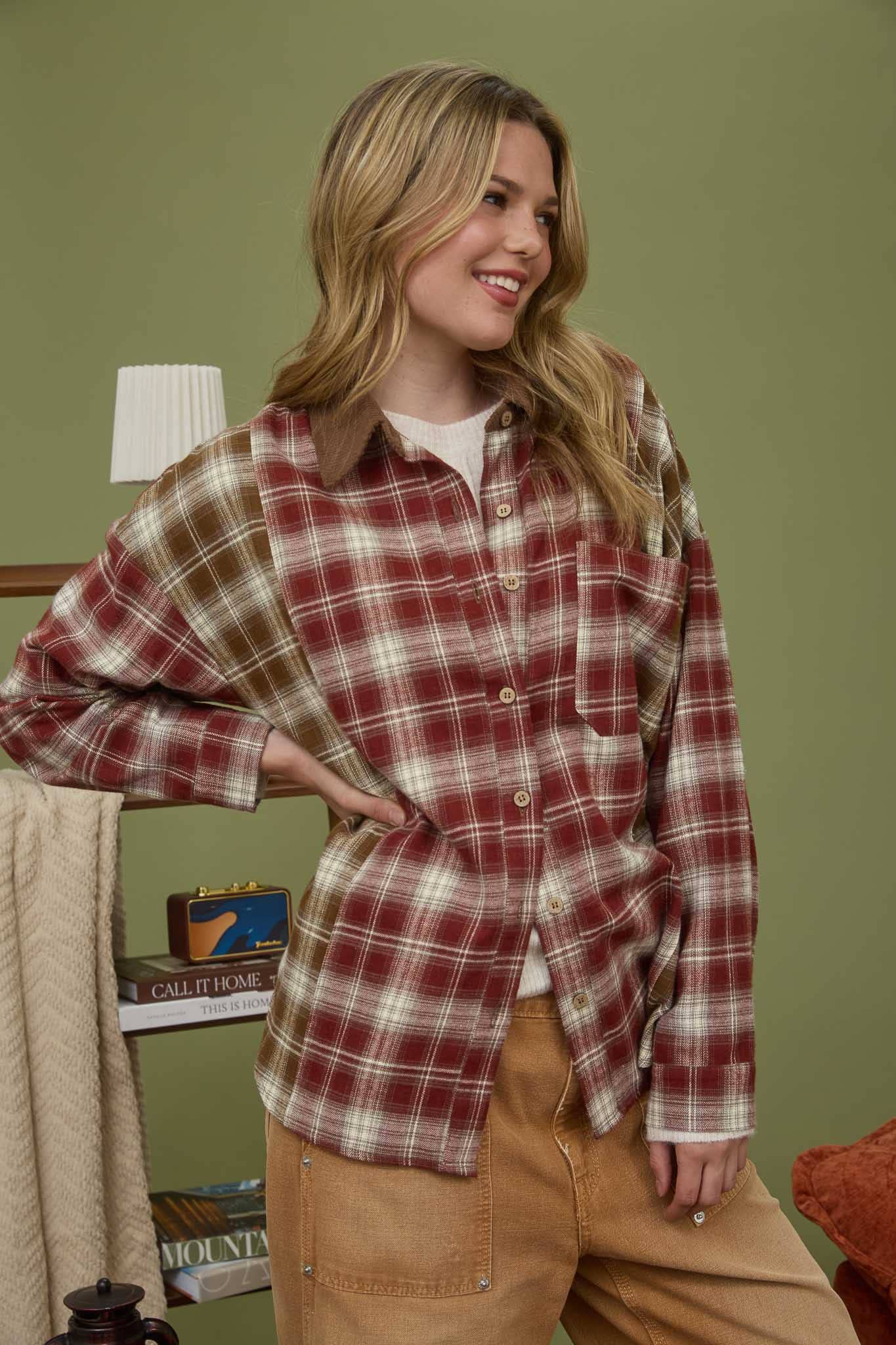By The Stream (Wine) Plaid Mix Shirt
