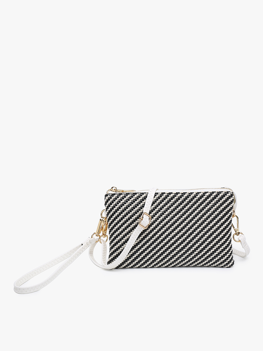Riley Woven Crossbody/Wristlet: Black/White