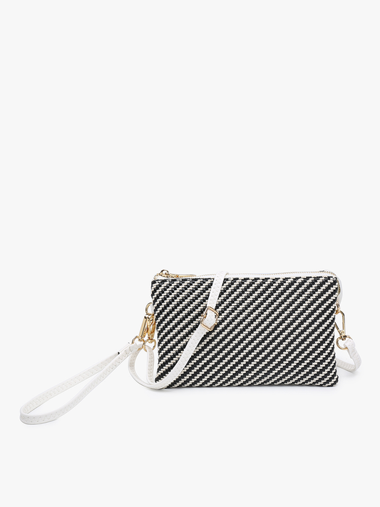 Riley Woven Crossbody/Wristlet: Black/White