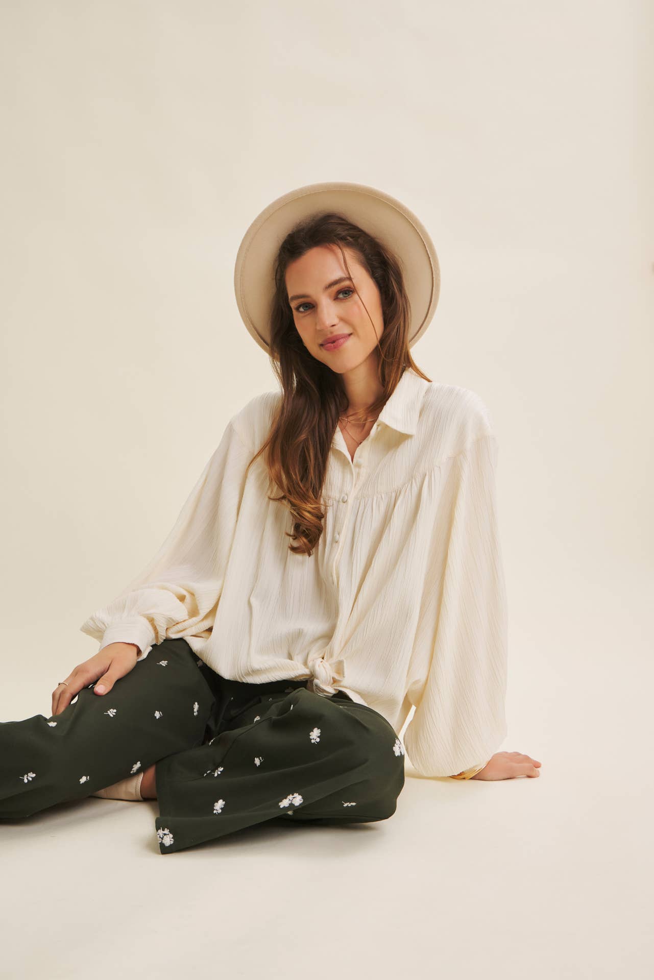 Deep Breathe (Vanilla) Crinkled Blouse