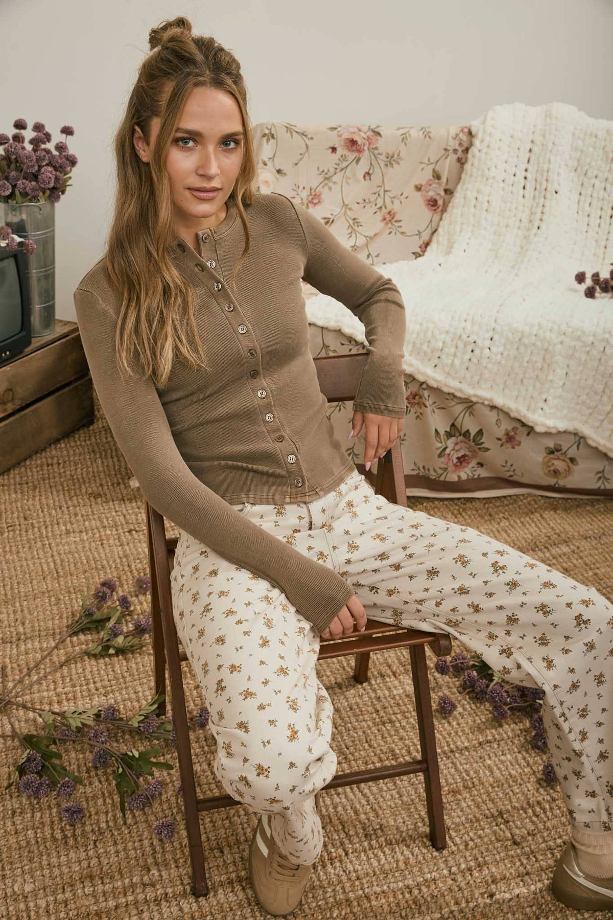 Casual Comfort (Brown) Button Up Top