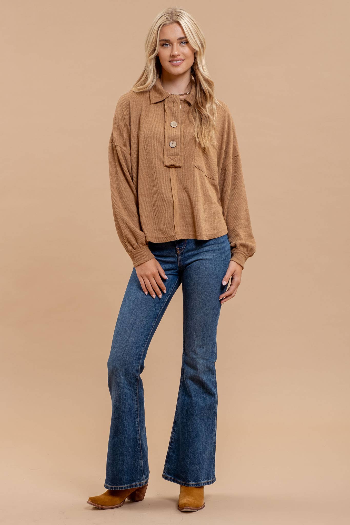 Henley Hills (Almond) Raw Edge Top