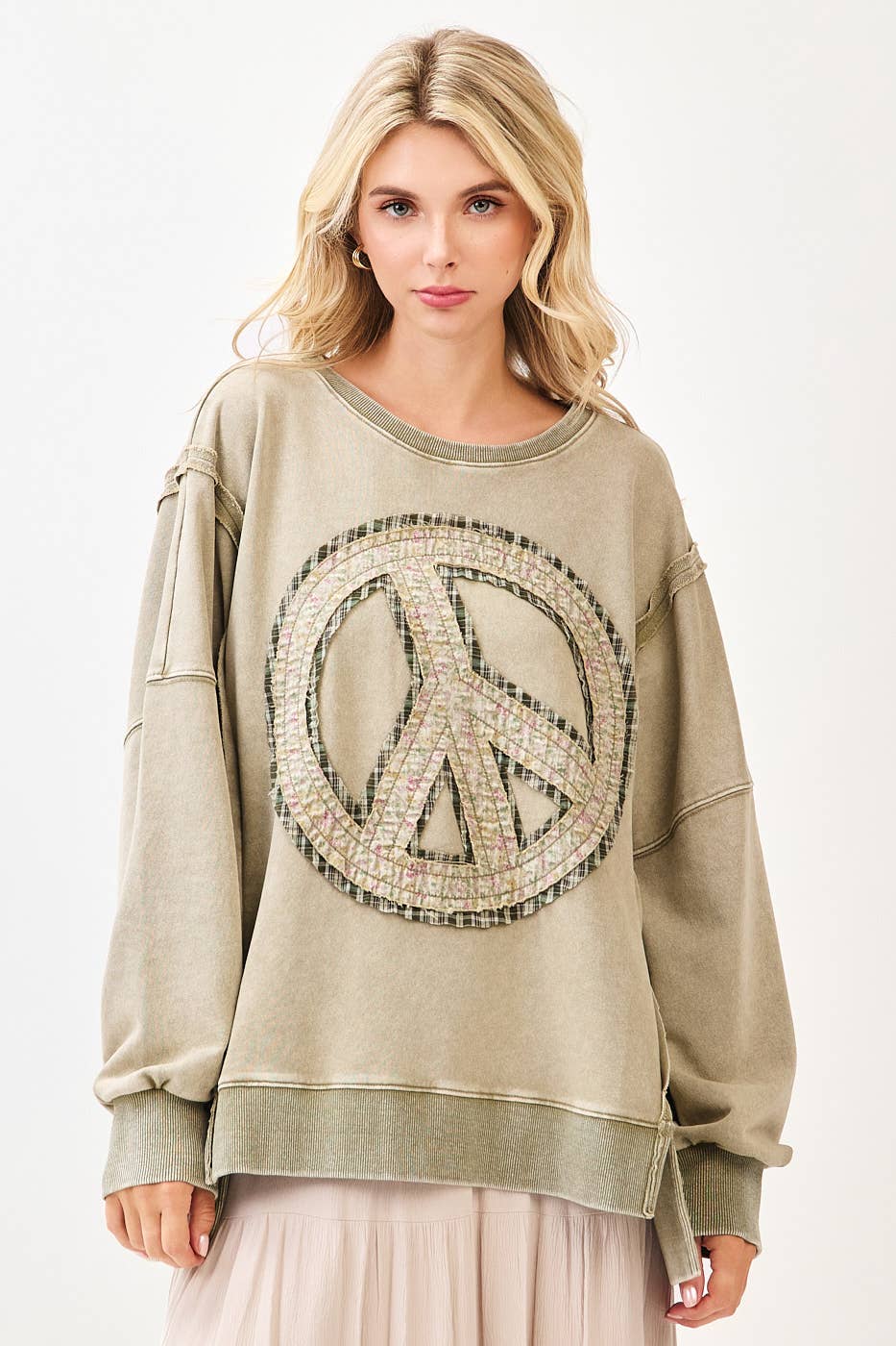 Peaceful Way (Olive) Patch Sweatshirt