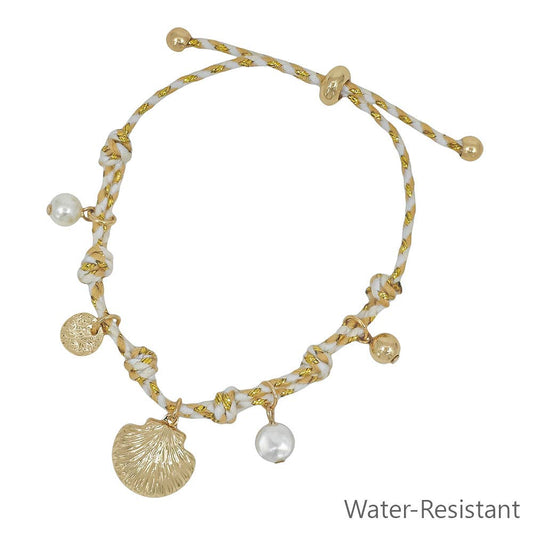 Natural/Cream Pull String Beachy Charm Bracelet
