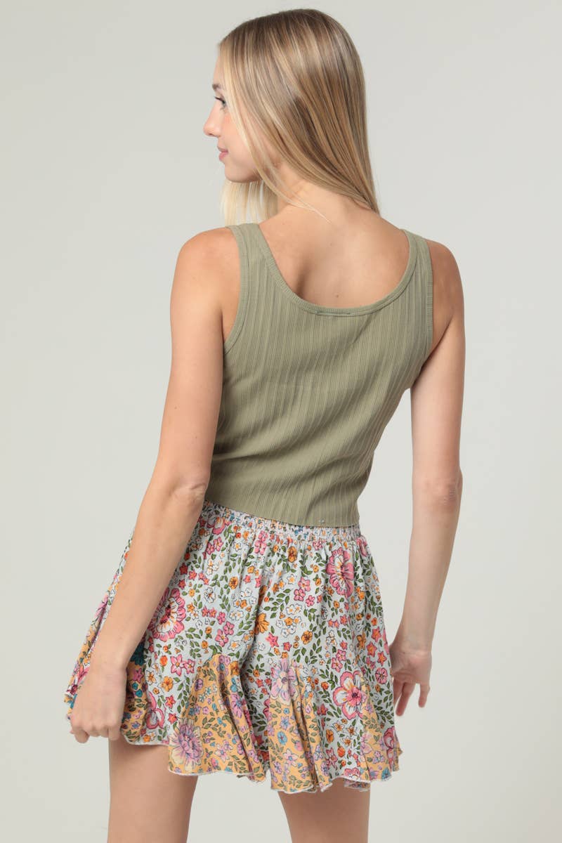 Sun Kissed Boho Floral Mix Ruffled Shorts