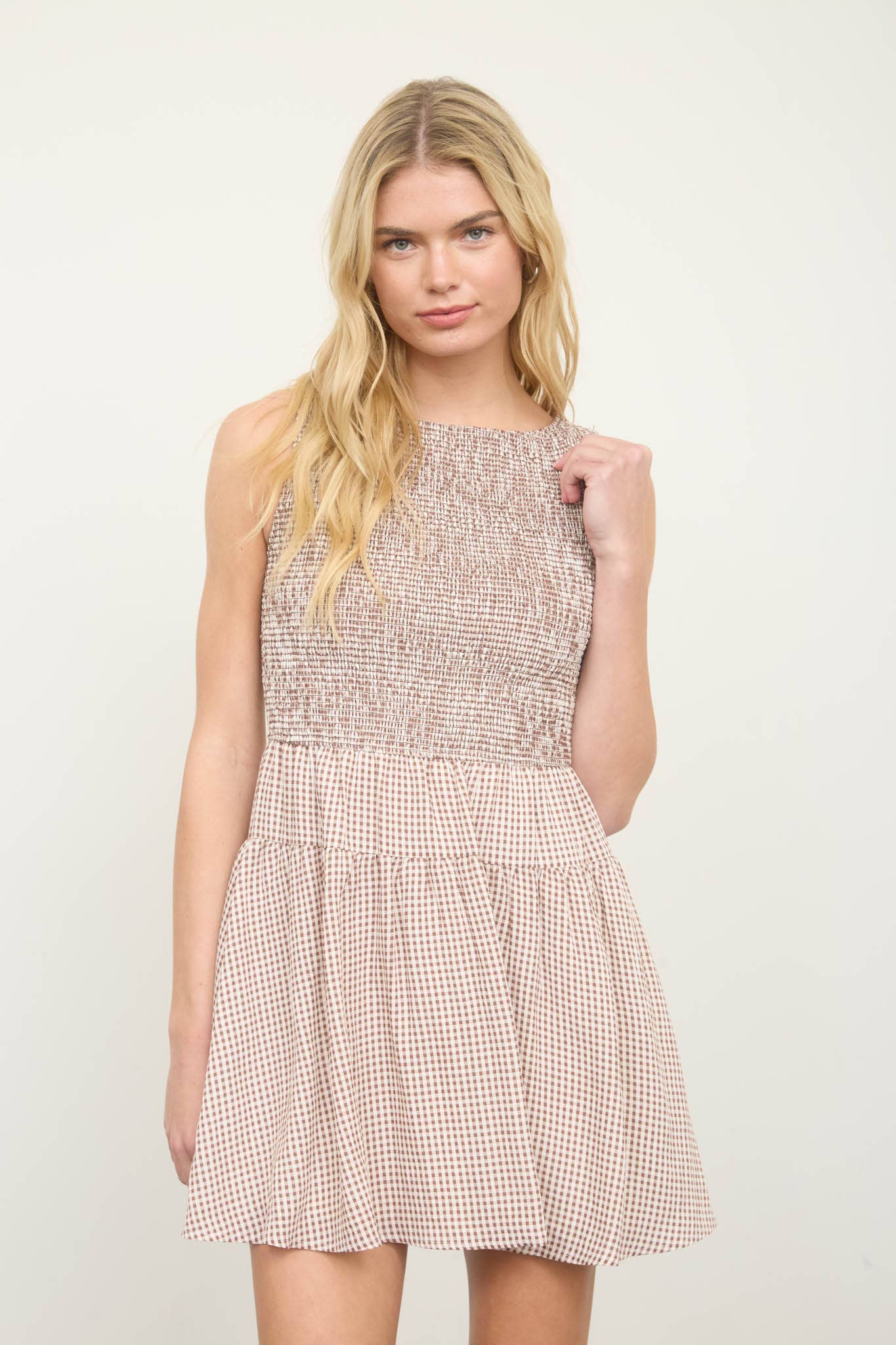 Tip Your Hat (Brown) Gingham Dress