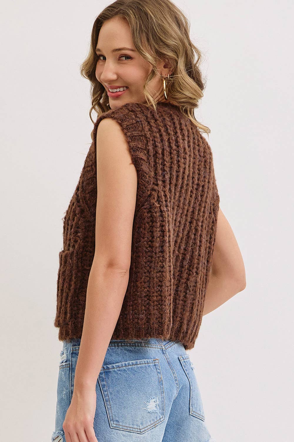 Warm Intentions (Brown) Chunky Knit Vest