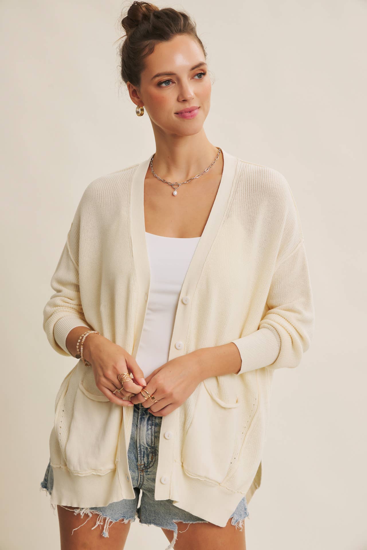 Down To Earth (Vanilla) Slouchy Cardigan