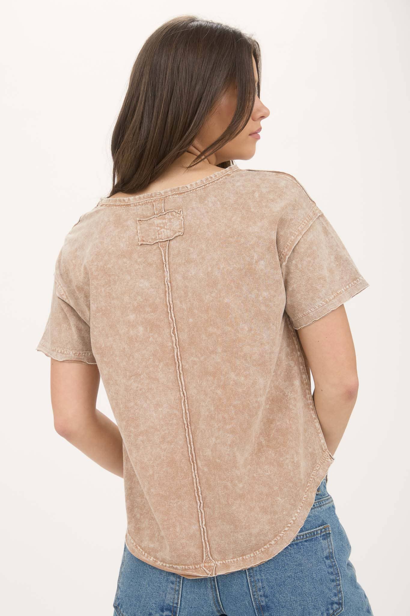 Well Loved (Brown) Washed SS Top