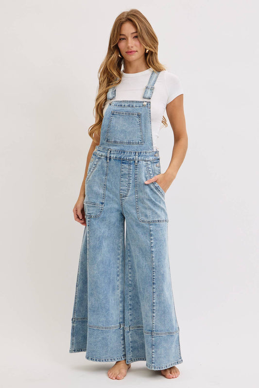 Right Moment Wide Leg Denim Overalls