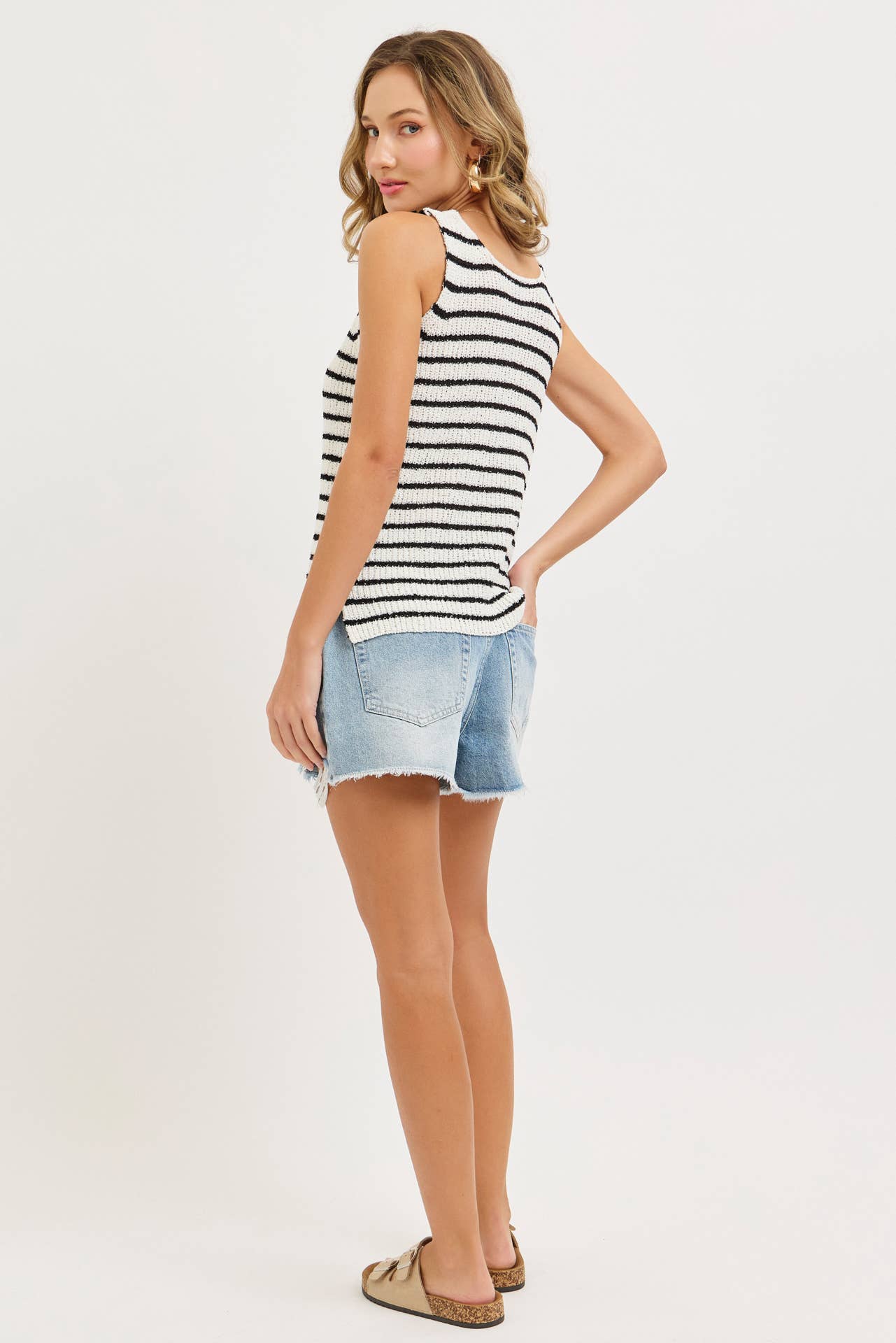Stripes & Strides (Blk/Wh) Sweater Tank
