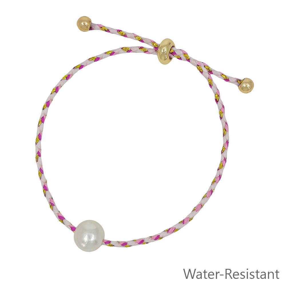 Pink/Cream Pull String Freshwater Pearl Bracelet