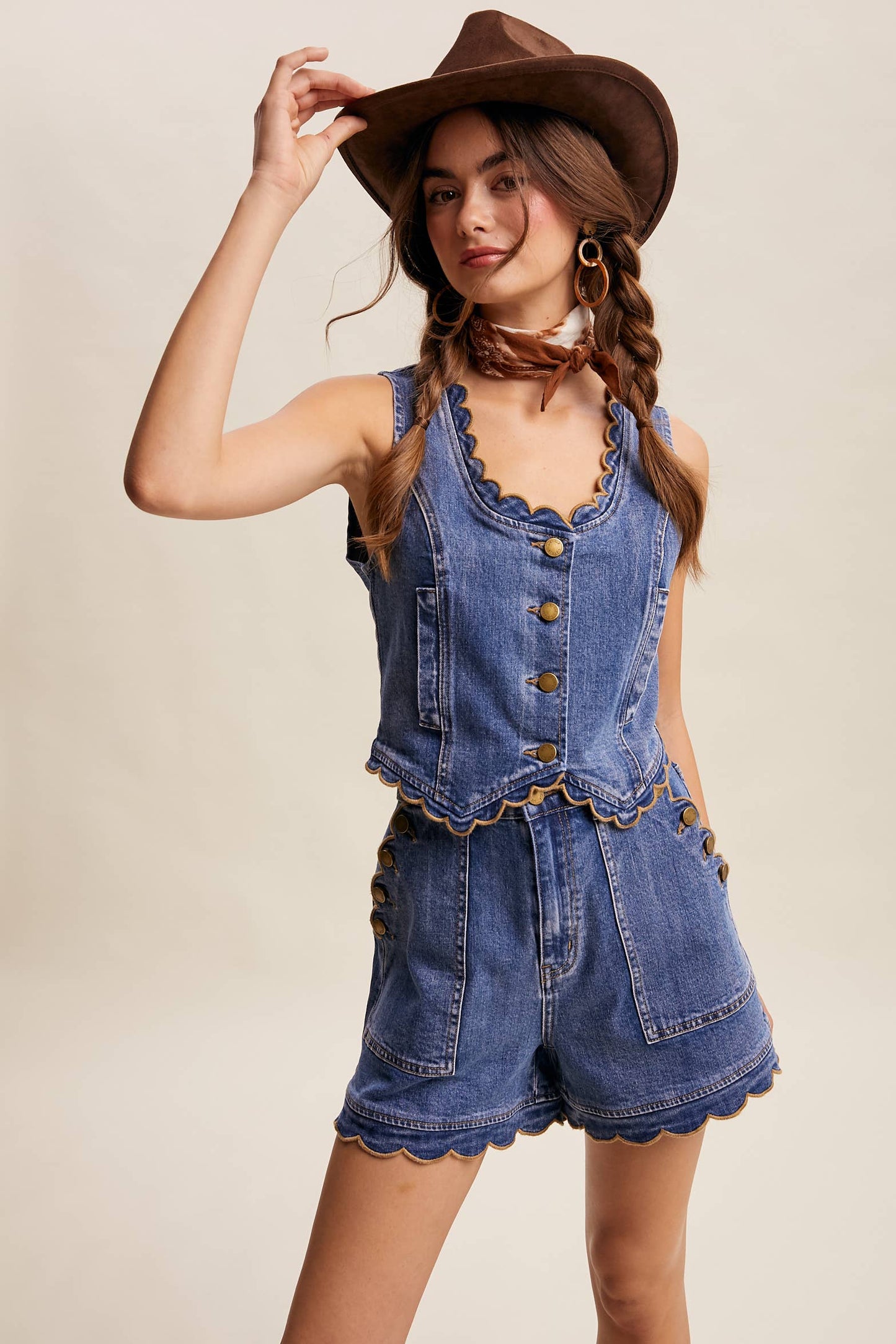 She’s From Texas Scallop Denim Vest