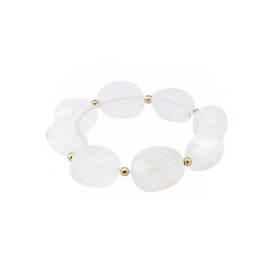 White Acrylic Natural Oval Stretch Bracelet