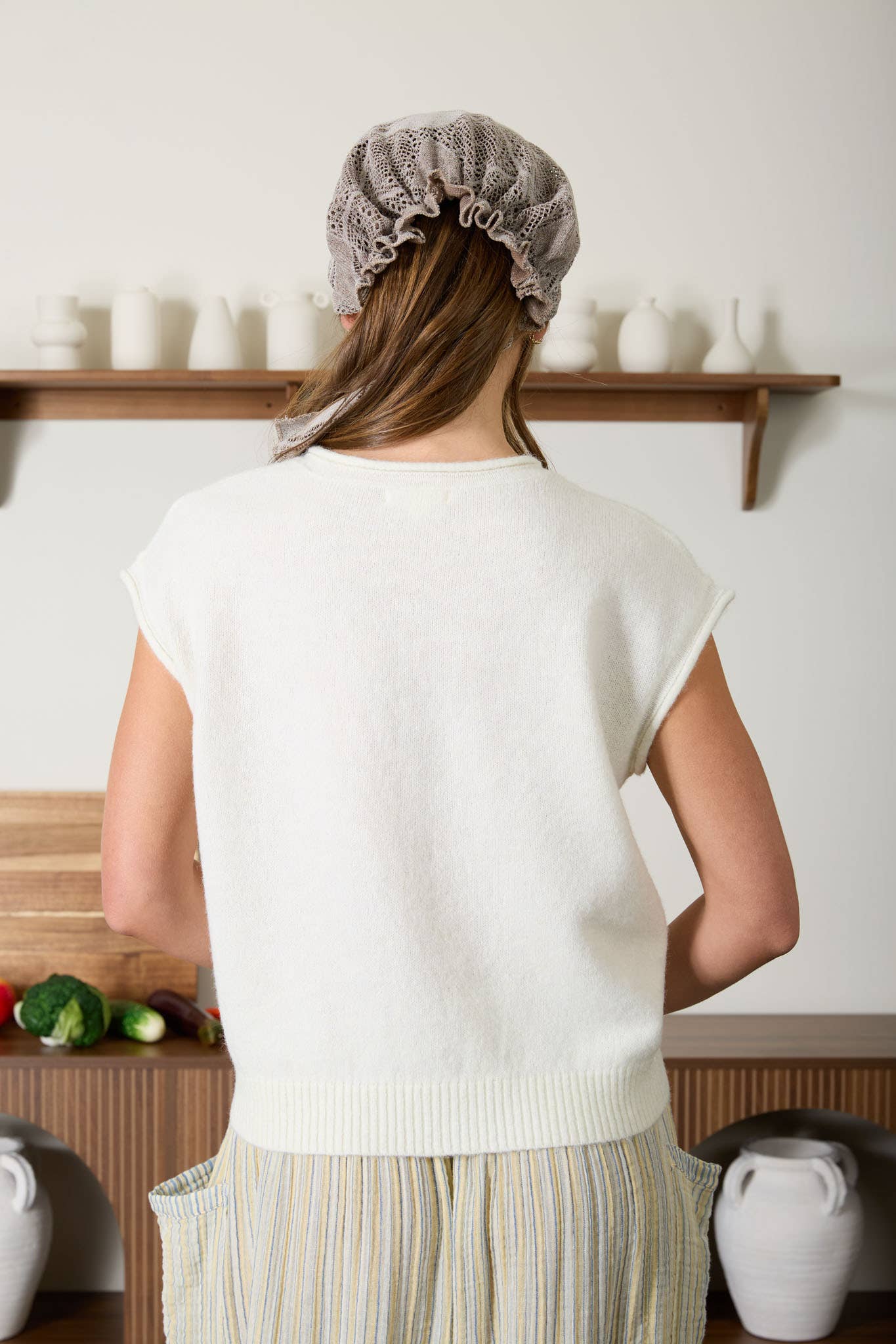 Law of Life (Cream) Sleeveless Cardigan