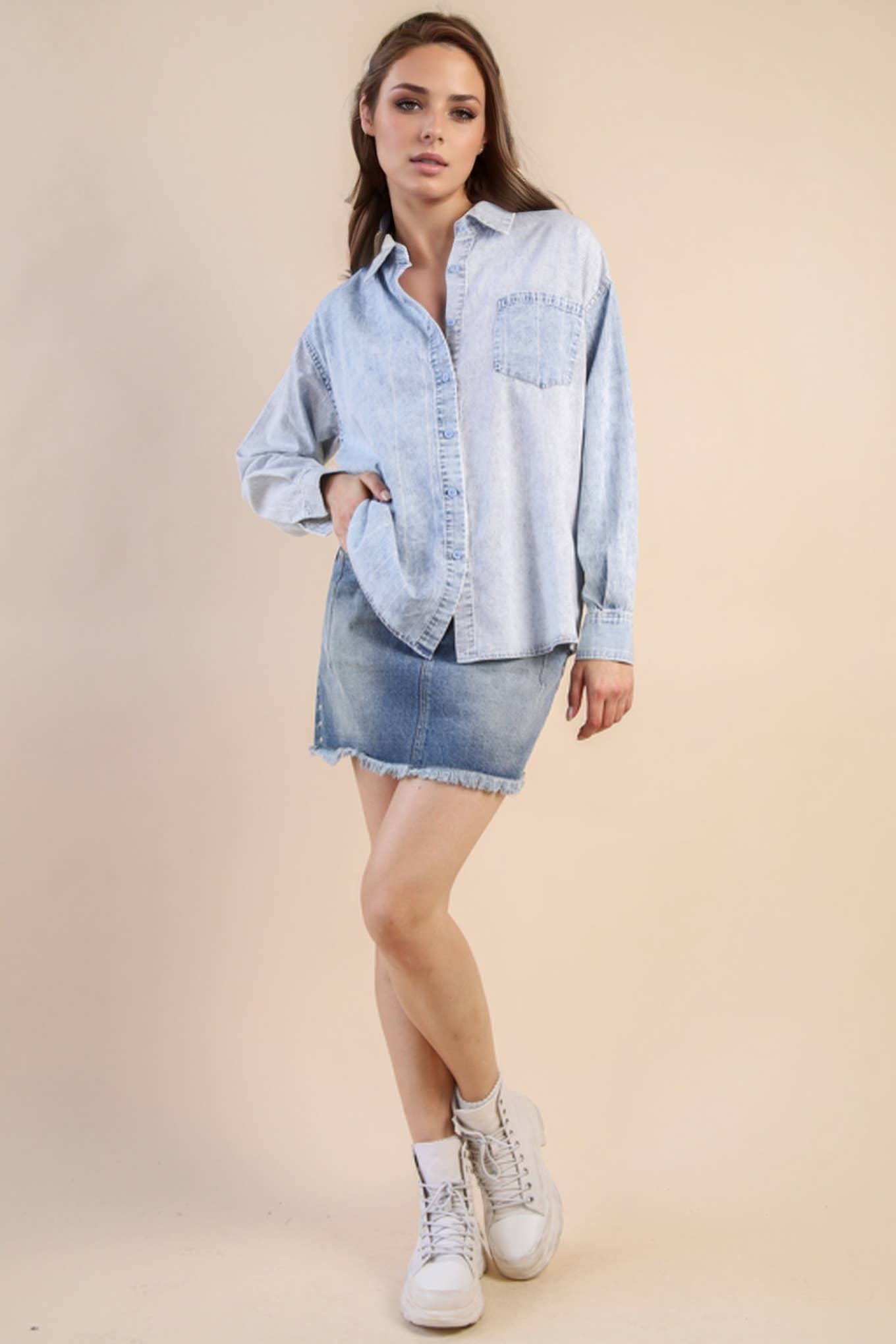 Indigo Sky Mineral Washed Chambray Shirt