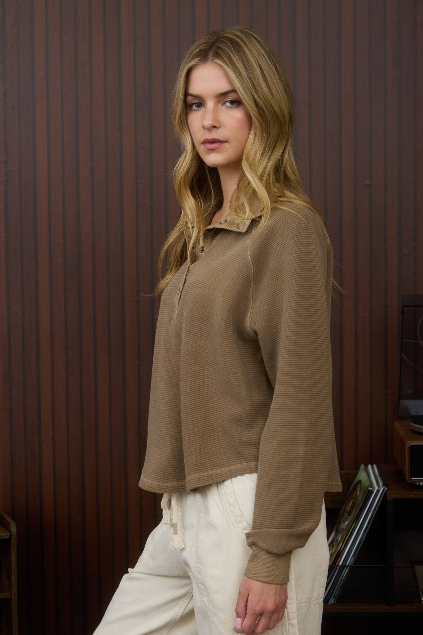 Over The Moon (Olive) Snap Pullover