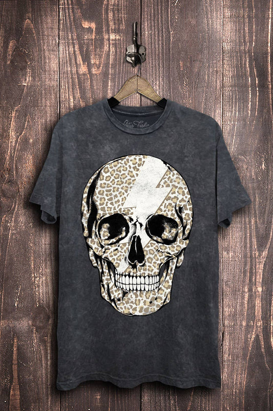 Skull Bolt Mineral Washed Graphic Tee