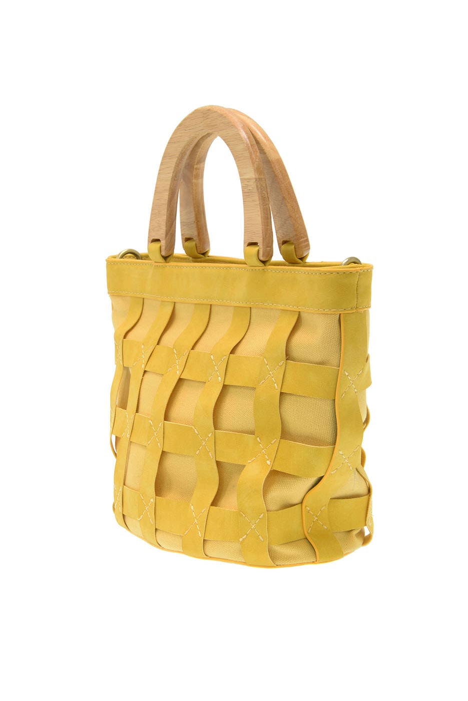 Cora (Yellow) Cage Wood Handle Bag