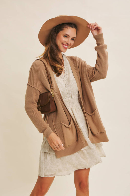 Down To Earth (Tan) Slouchy Cardigan