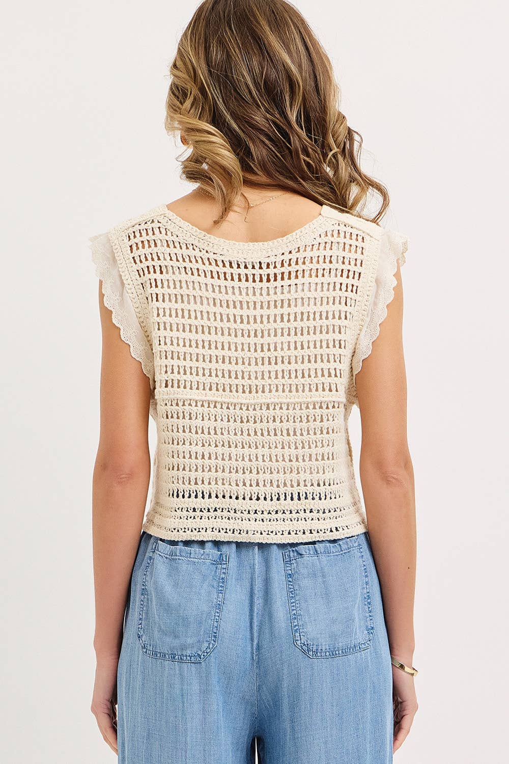 Open Mind Crochet Button Front Top