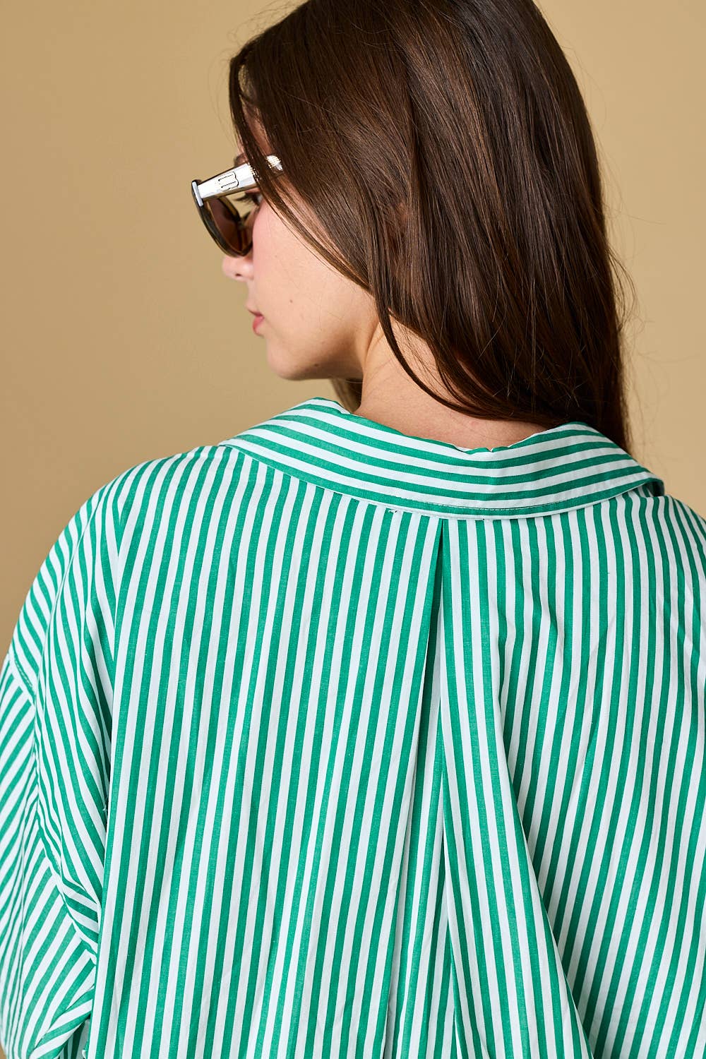 Family Ties (Green) Oversized Stripe Shirt