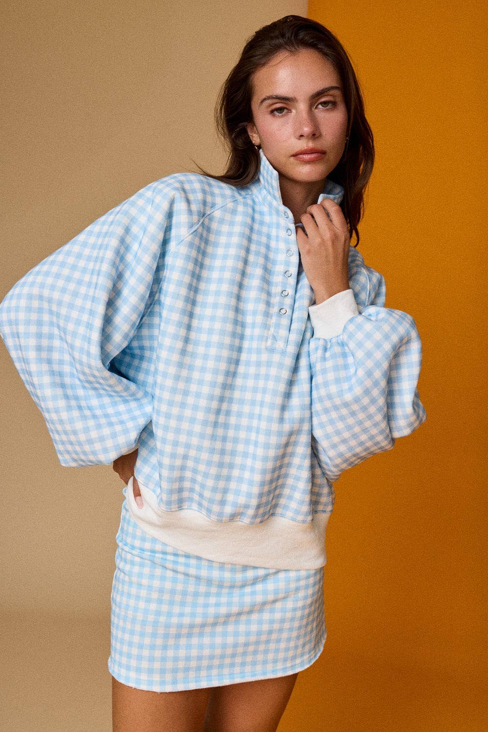 Checked In (Blue) Gingham Check Pullover