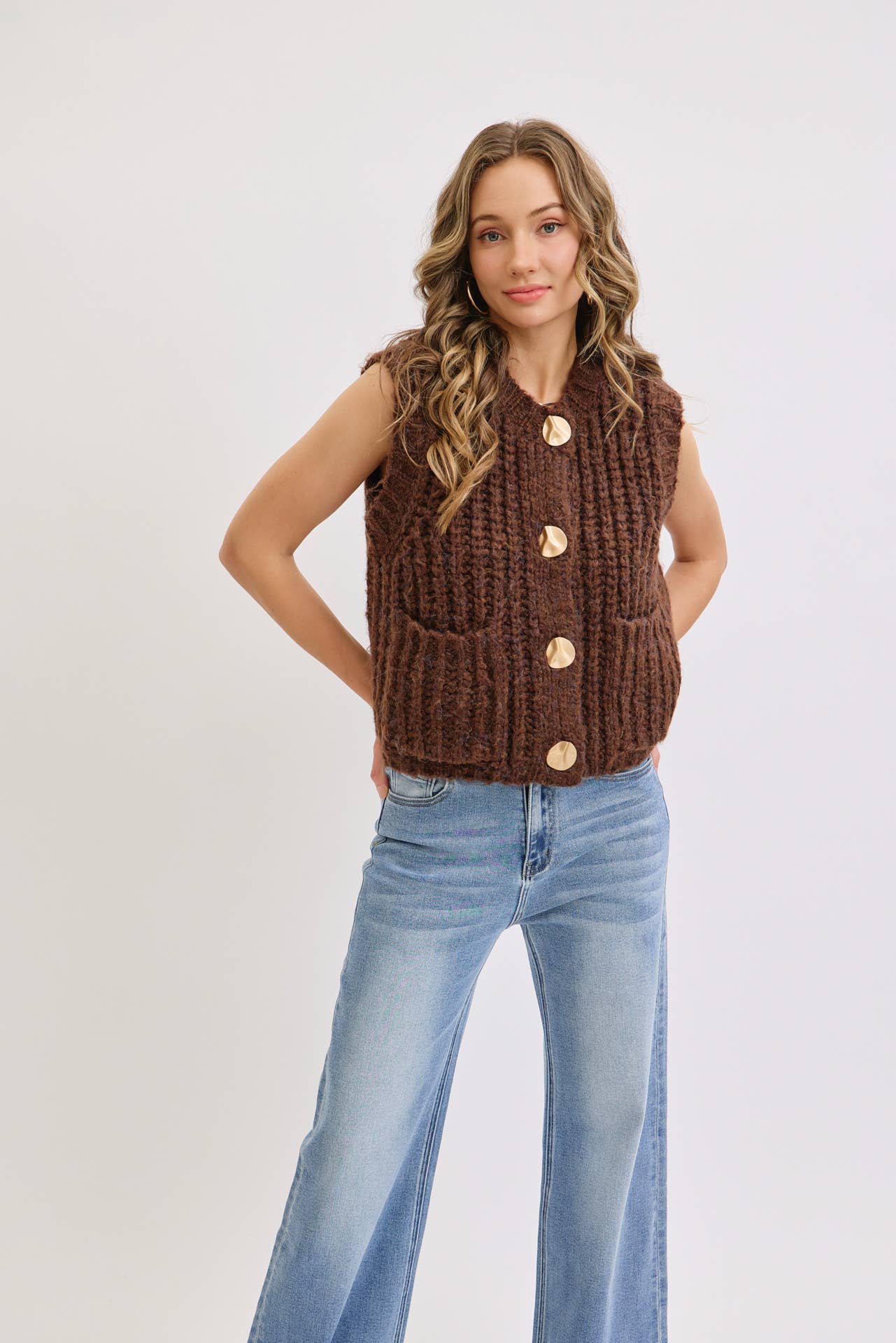 Warm Intentions (Brown) Chunky Knit Vest