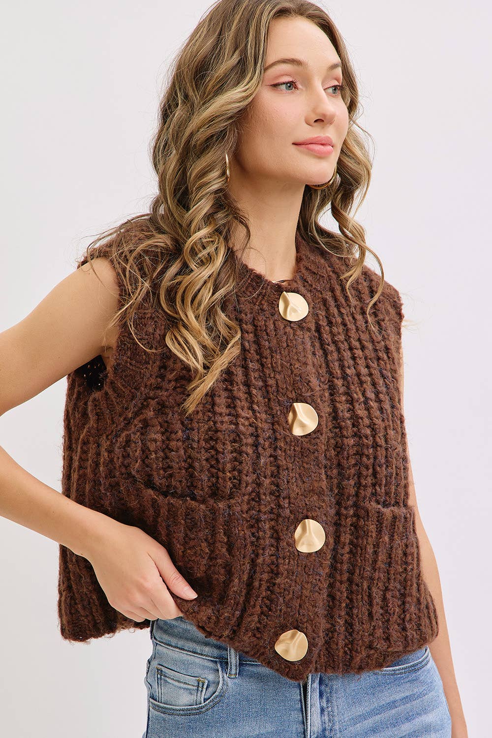 Warm Intentions (Brown) Chunky Knit Vest