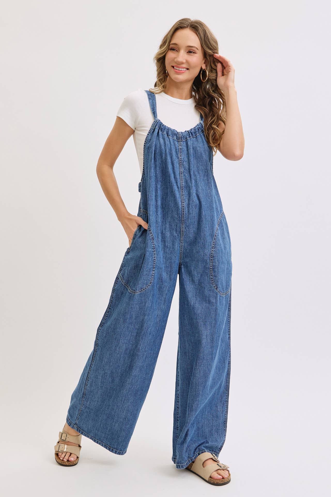 Knot Worried Tie Back Denim Overalls