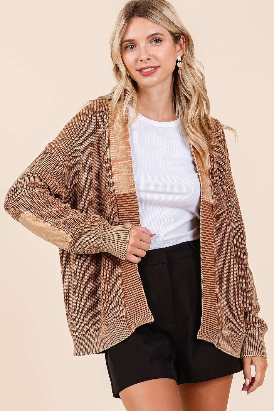 Miles Away (Camel) Mineral Wash Cardigan