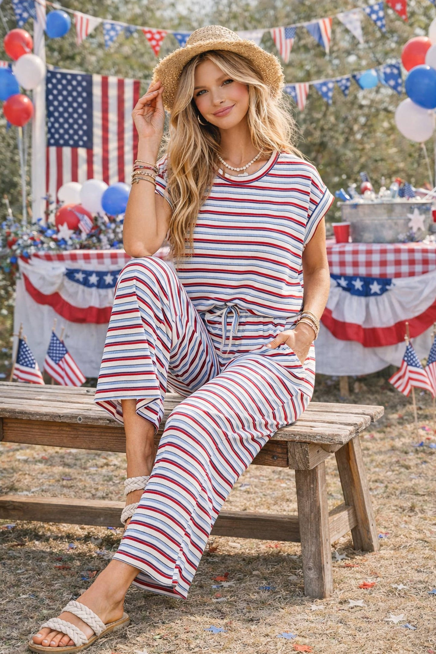 Americana (Red/Wh/Blue) Striped Rib Top