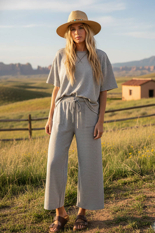 Big Wonder (H Grey) Striped Knit Top