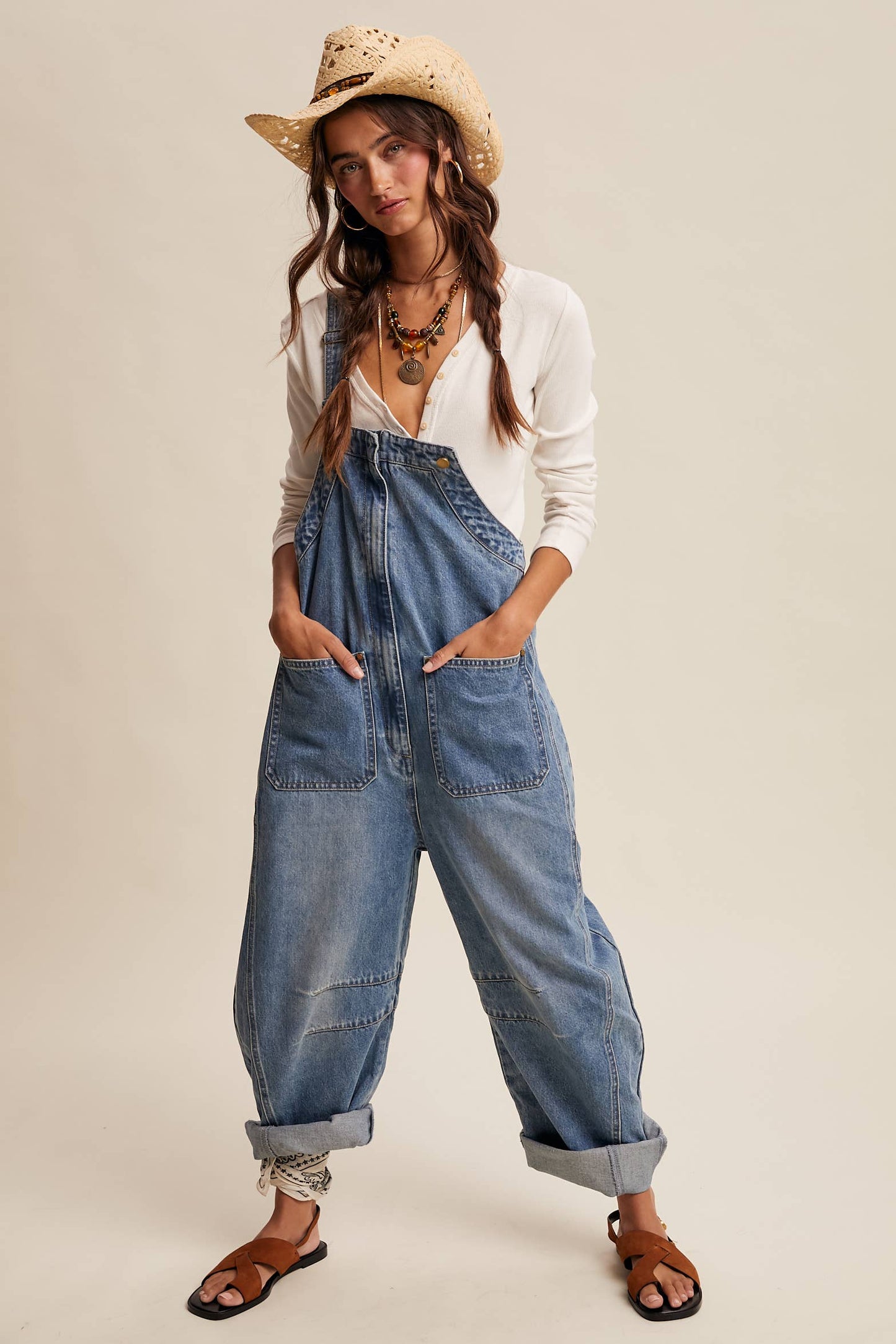 Rodeo Weekend Wide Leg Denim Overalls