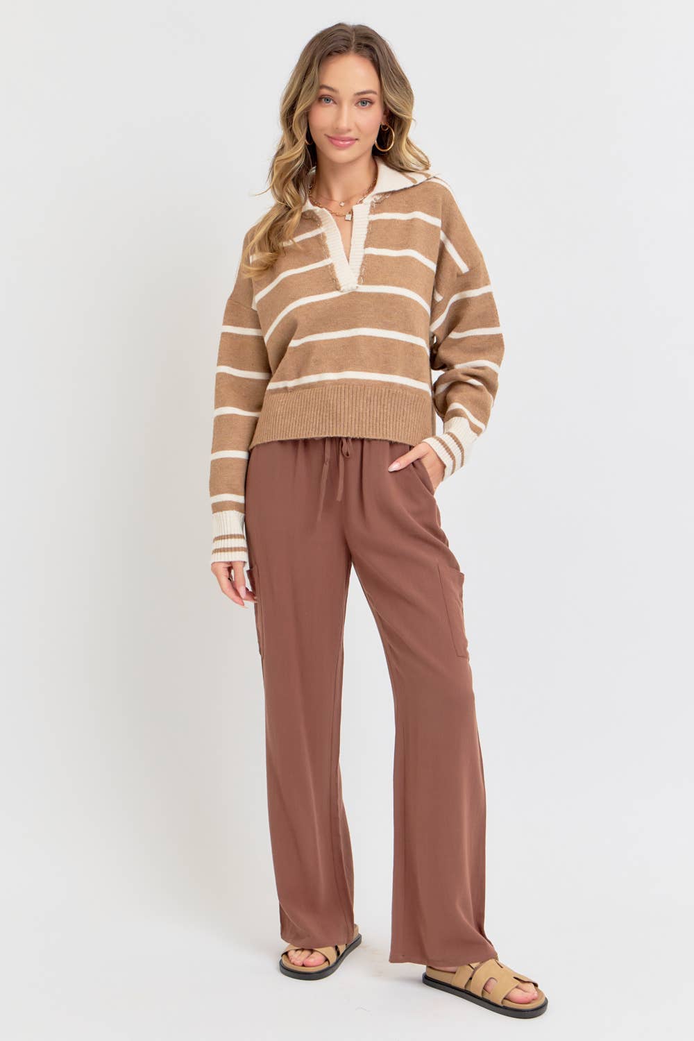 Polo Champ (Mocha/Cream) Stripe Sweater