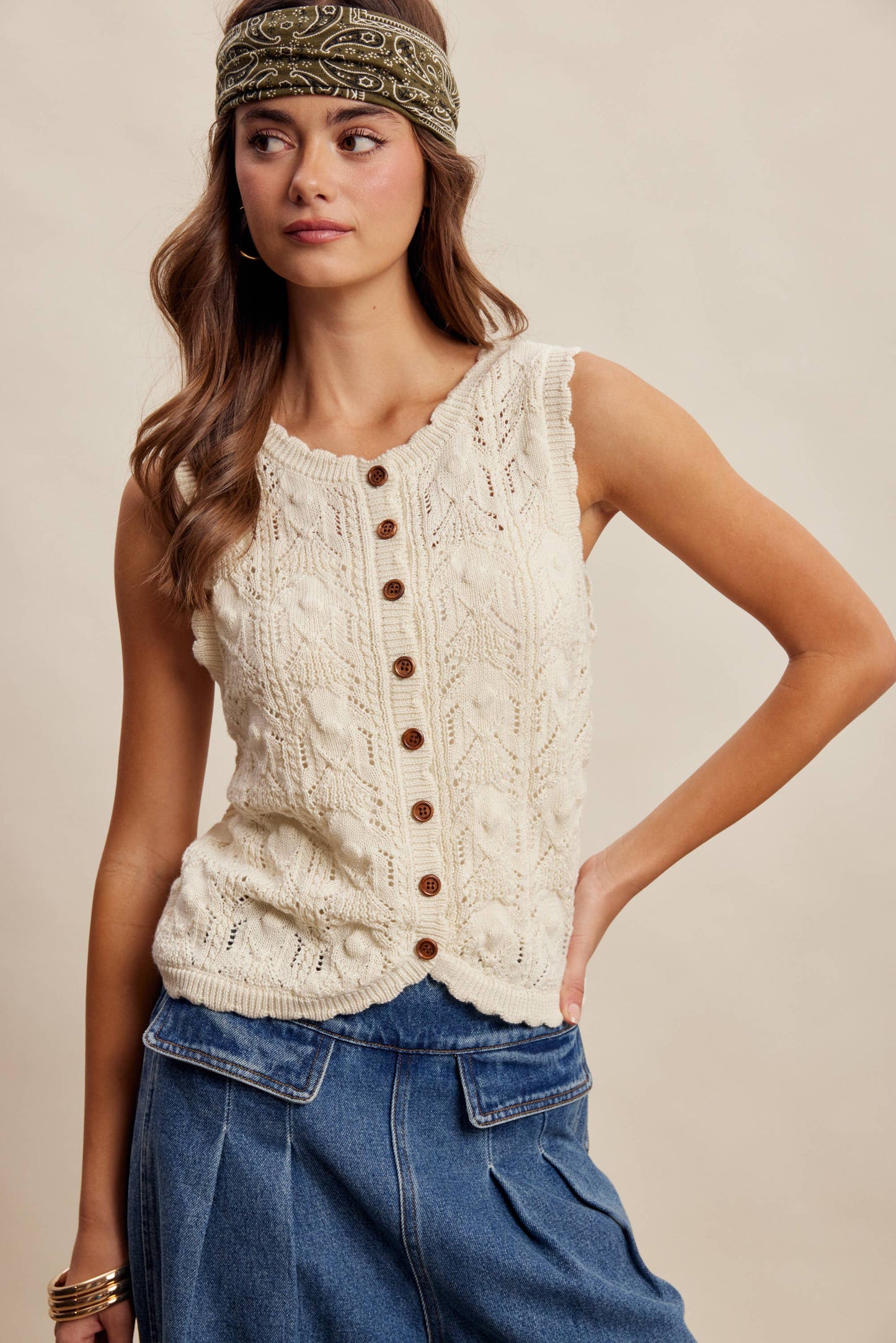Love Lines Reversible Pointelle Knit Top