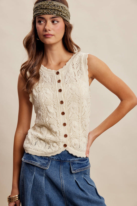 Love Lines Reversible Pointelle Knit Top