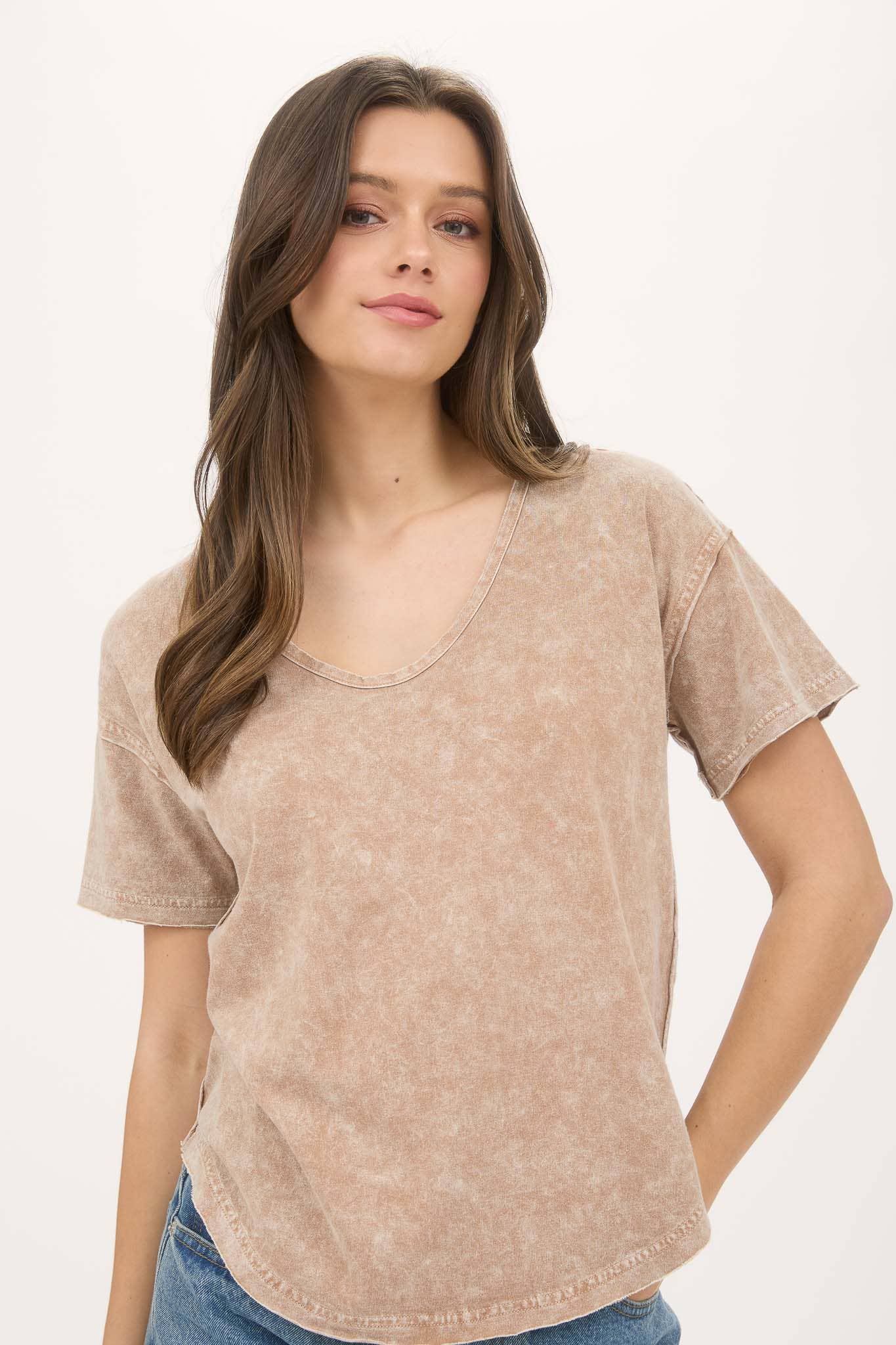 Well Loved (Brown) Washed SS Top