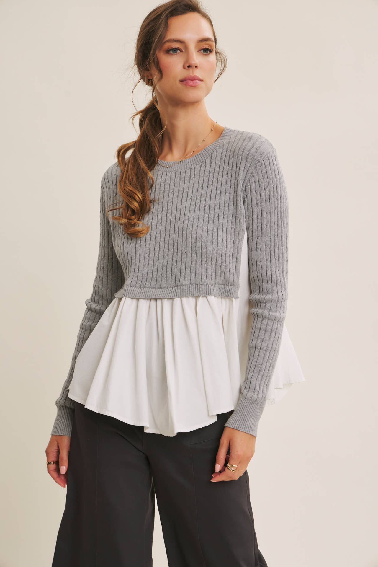 Truly Classic (H Grey) Layered Sweater Top