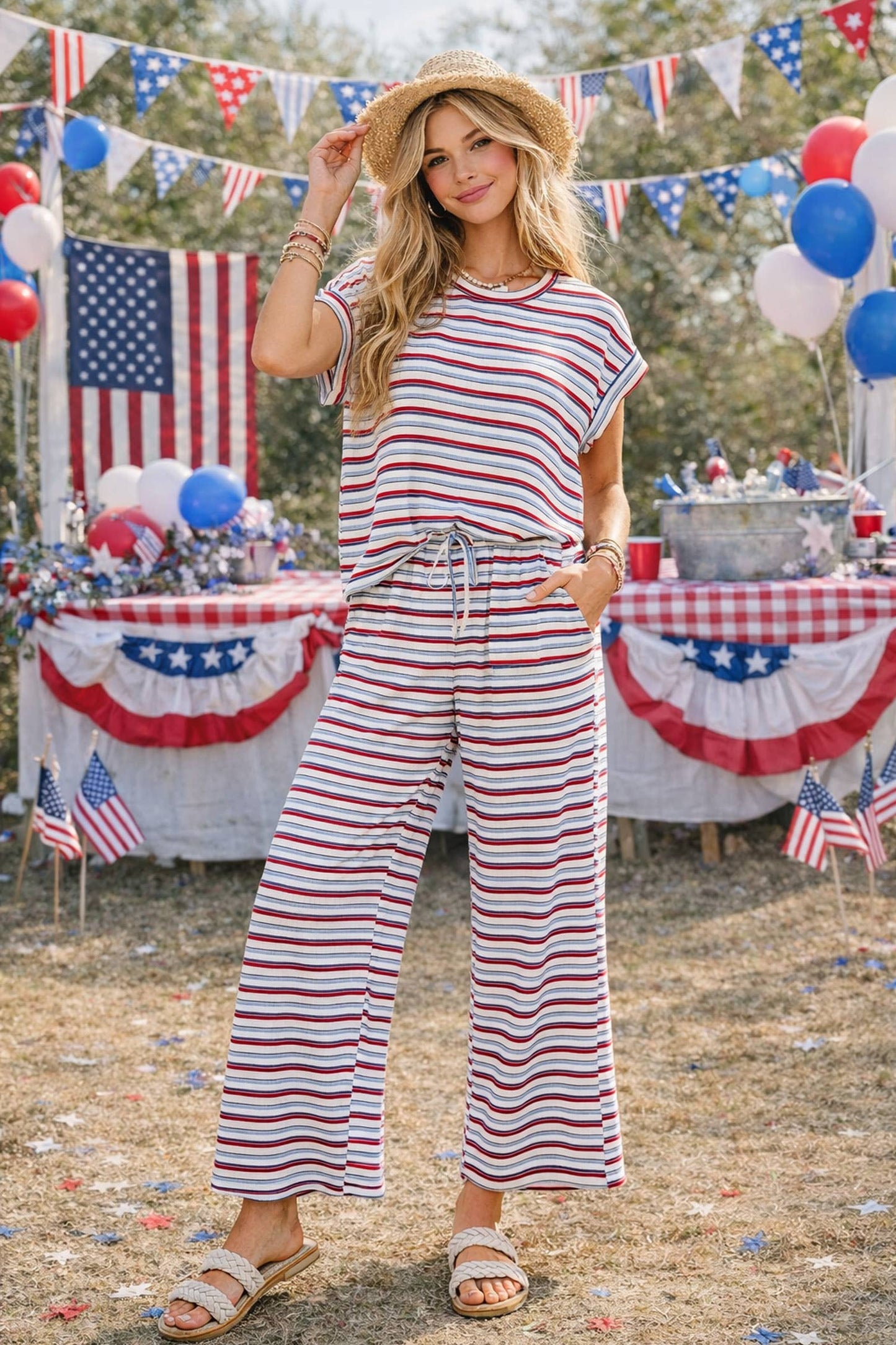 Americana (Red/Wh/Blue) Striped Rib Top
