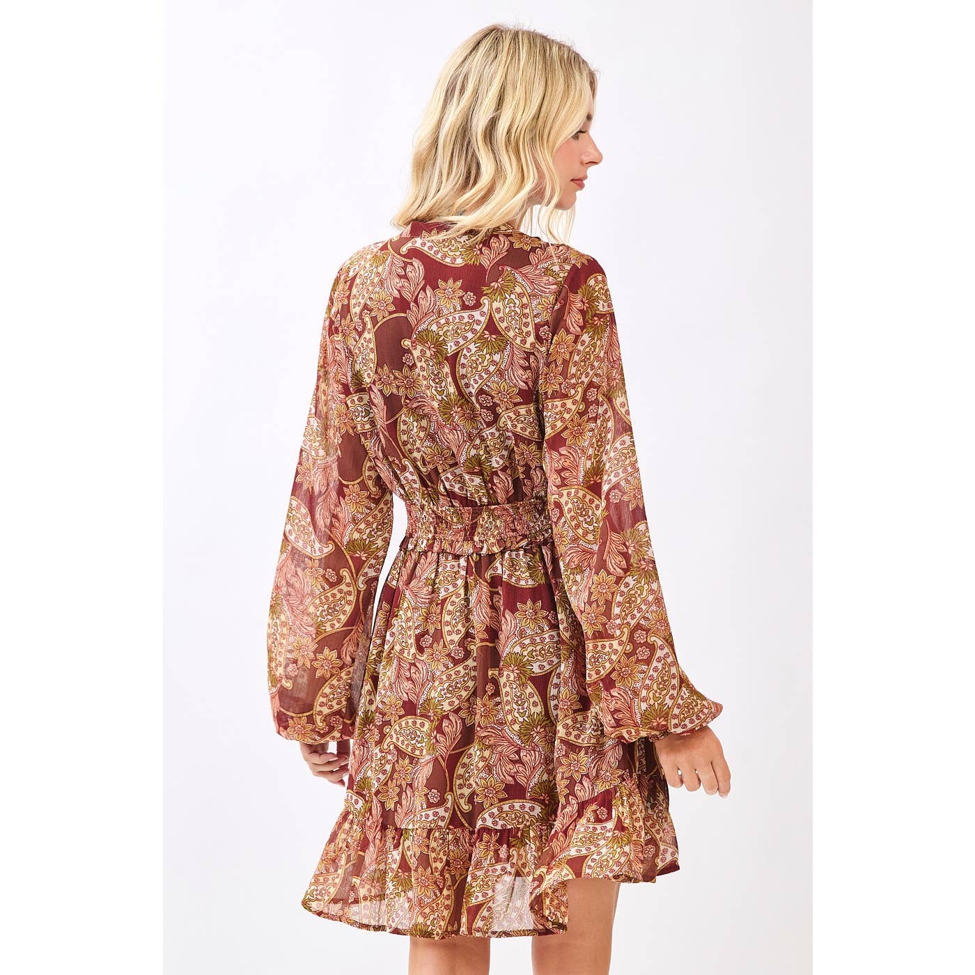 Chardonnay Hills (Rust) Paisley Print Dress