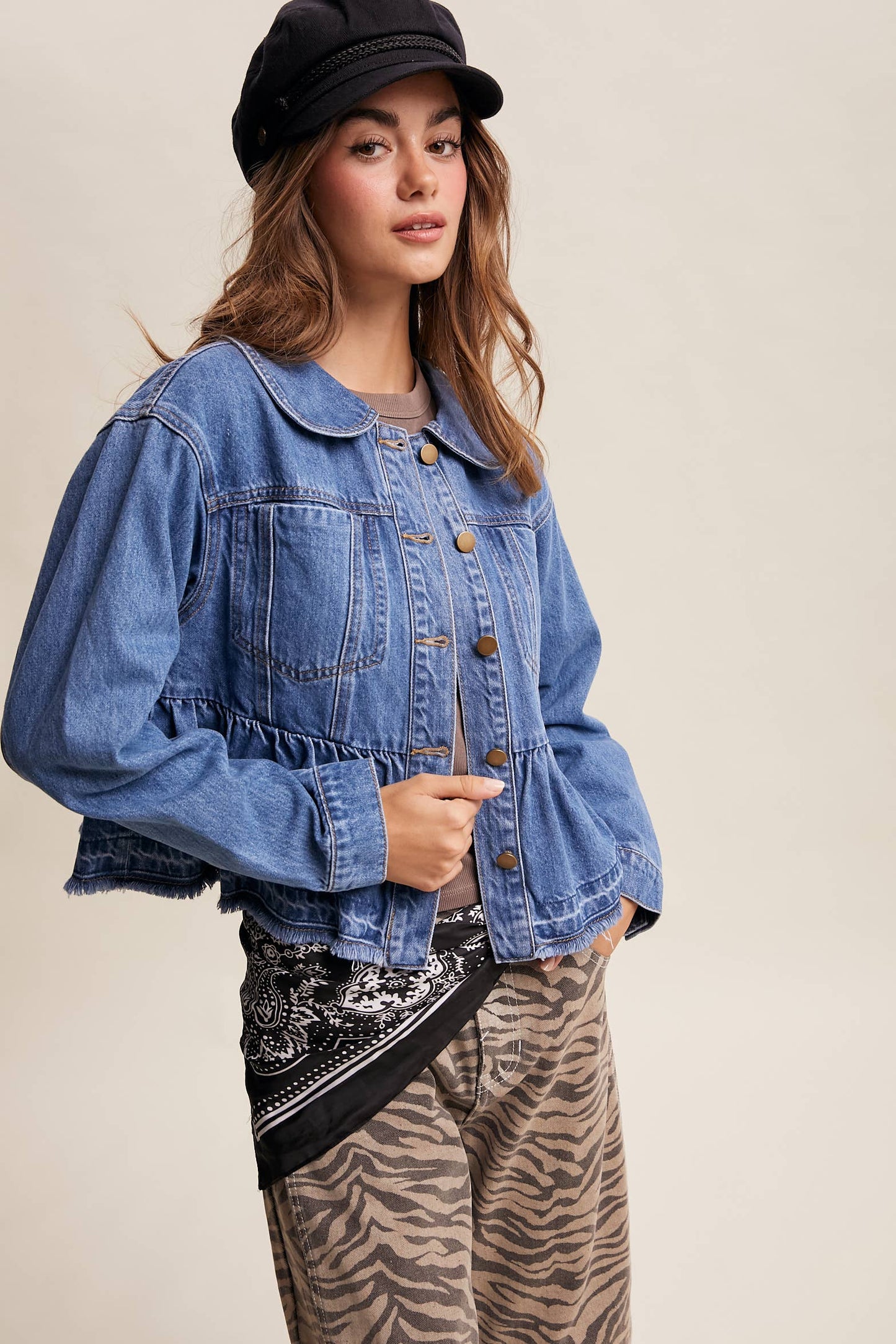Fresh Look Peplum Hem Denim Jacket