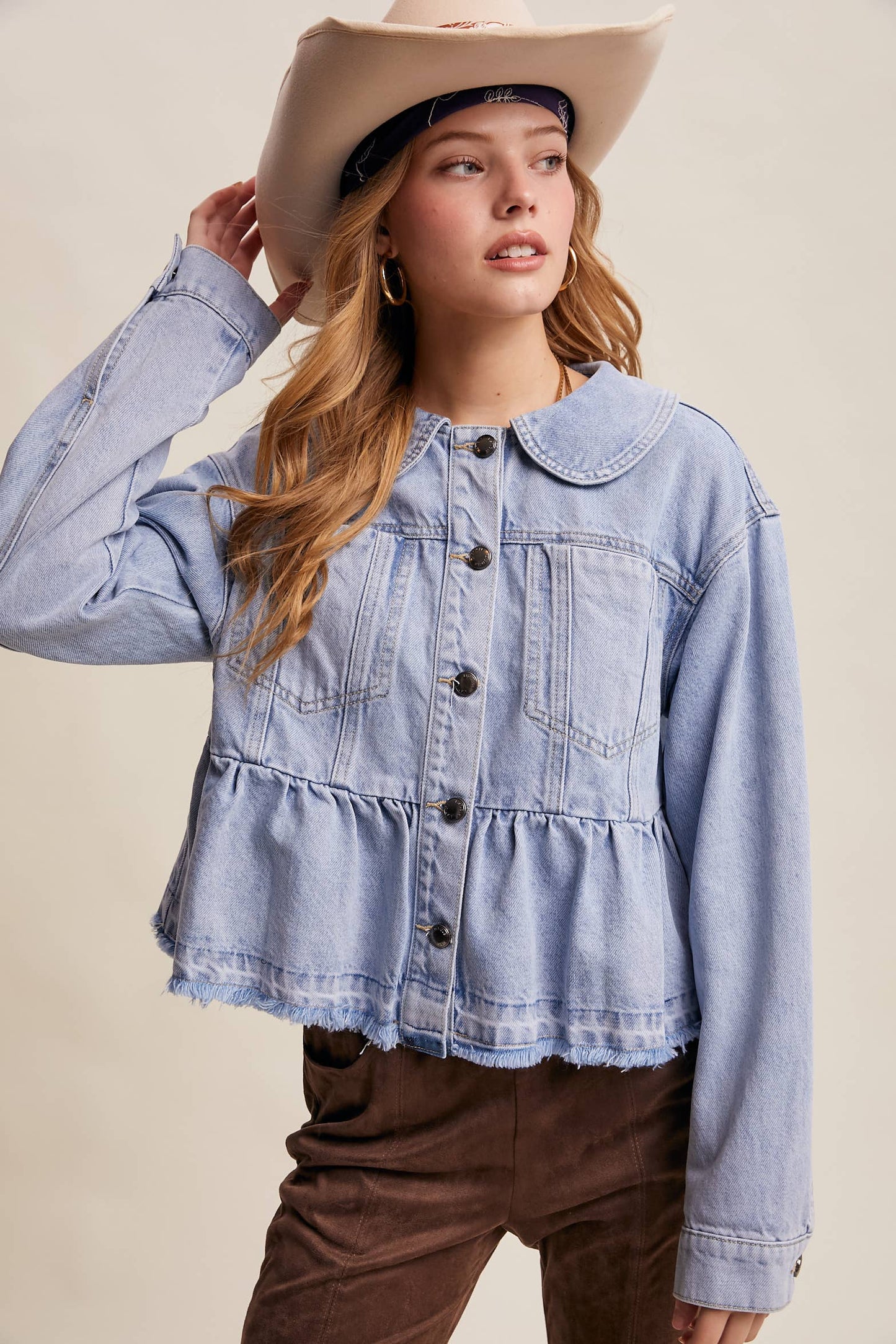 Fresh Look Peplum Hem Denim Jacket
