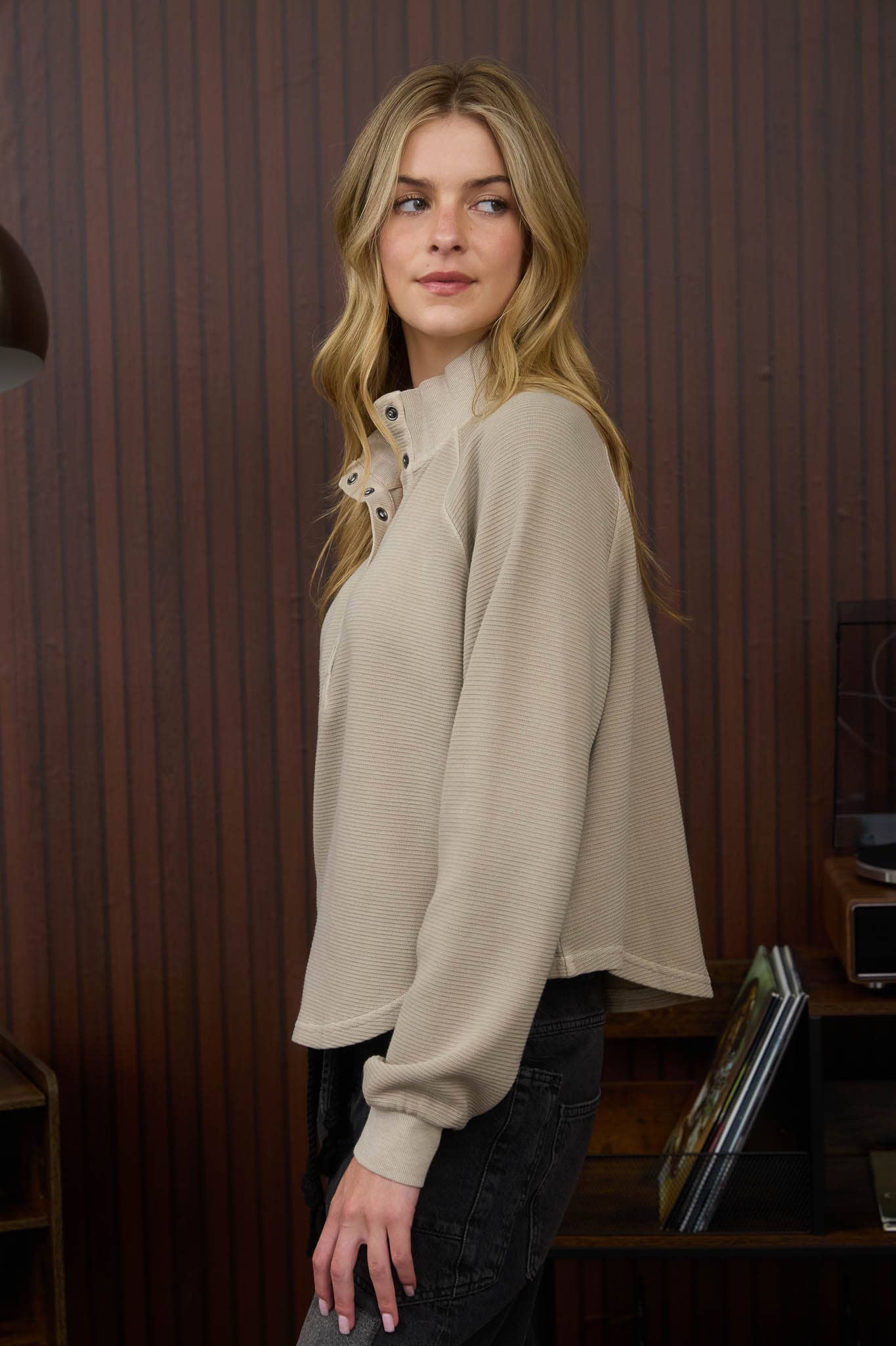 Over The Moon (Mocha) Snap Pullover