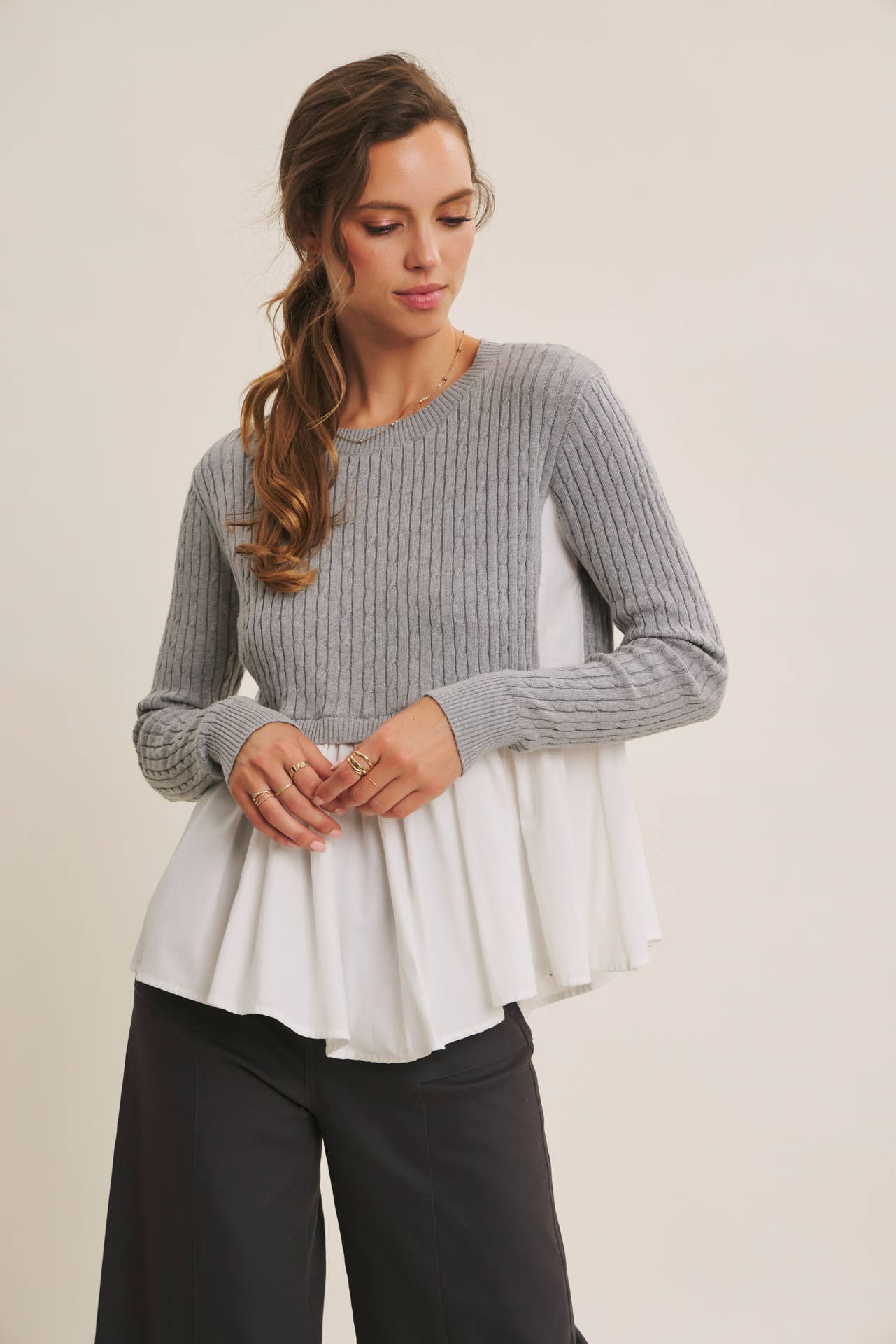 Truly Classic (H Grey) Layered Sweater Top